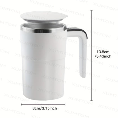 1 Automatic Stirring Coffee Cup with Temperature Display, USB Rechargeable 304 Stainless Steel, 200mAh Battery, ABS Material, Magnetic Stirrer - Portable for Home/Office, Ideal Holiday Gift