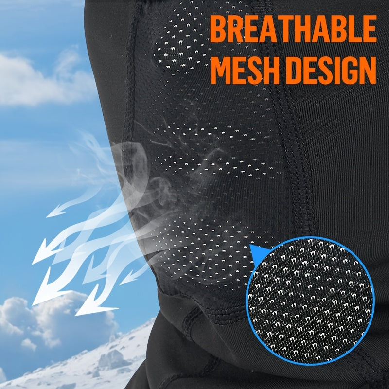 Windproof Thermal Balaclava Ski Mask for Men & Women - Breathable Full-Face Cover with Adjustable Straps, Black for Cycling, Skiing & Cold Weather Outdoor Activities, Winter Sports Gear, Sleek Design, Textile Material