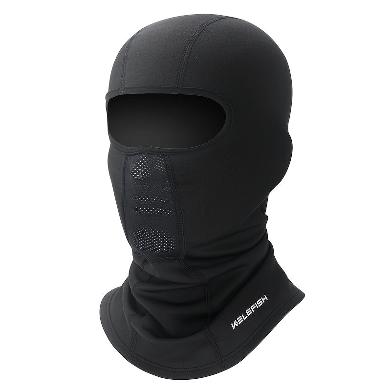 Windproof Thermal Balaclava Ski Mask for Men & Women - Breathable Full-Face Cover with Adjustable Straps, Black for Cycling, Skiing & Cold Weather Outdoor Activities, Winter Sports Gear, Sleek Design, Textile Material