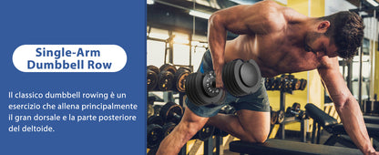 Adjustable DH Fitlife 25Kg Dumbbells from 3 to 25 Kg with Weight Rack Base, Modular Dumbbell Set with 5 Weights in 1, Space-Saving Adjustable Dumbbells for Home Workout