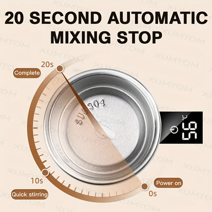 1 Automatic Stirring Coffee Cup with Temperature Display, USB Rechargeable 304 Stainless Steel, 200mAh Battery, ABS Material, Magnetic Stirrer - Portable for Home/Office, Ideal Holiday Gift