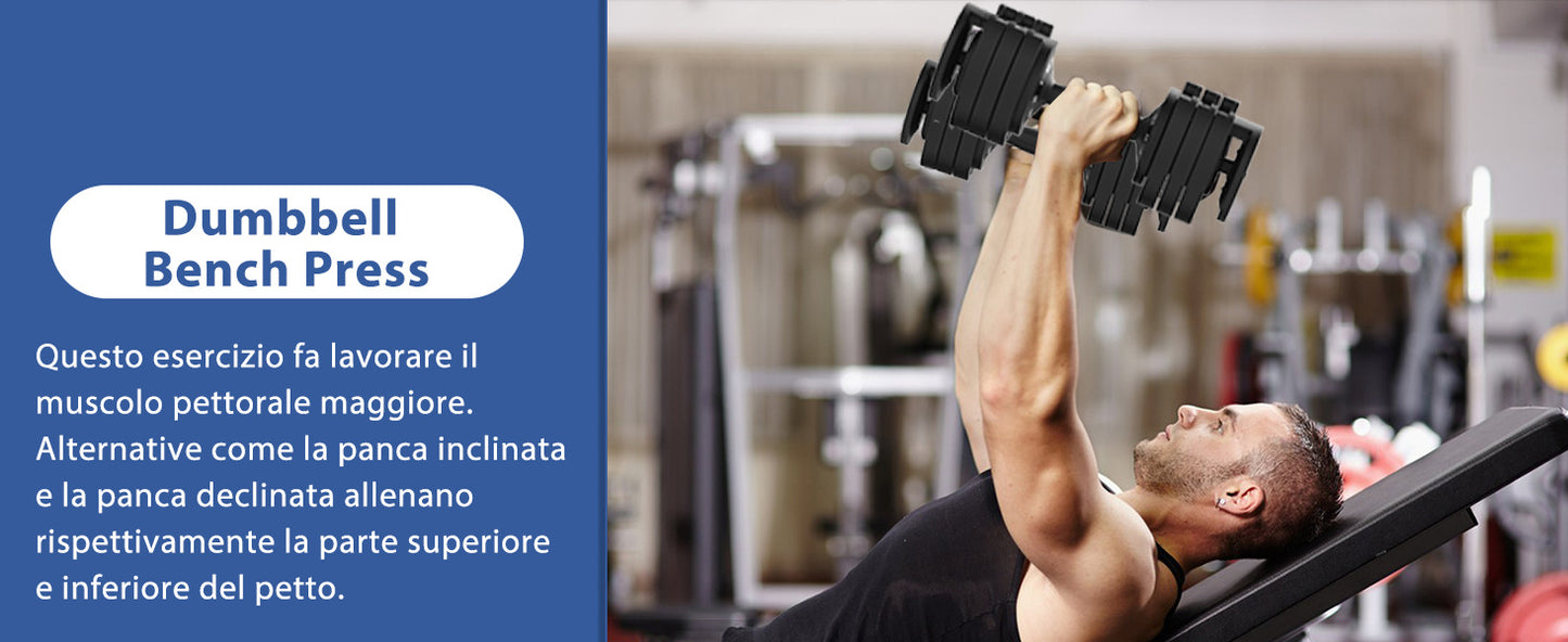 Adjustable DH Fitlife 25Kg Dumbbells from 3 to 25 Kg with Weight Rack Base, Modular Dumbbell Set with 5 Weights in 1, Space-Saving Adjustable Dumbbells for Home Workout