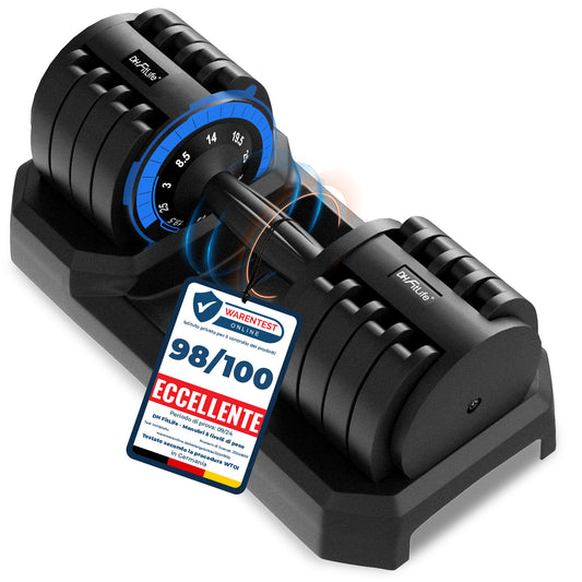 Adjustable DH Fitlife 25Kg Dumbbells from 3 to 25 Kg with Weight Rack Base, Modular Dumbbell Set with 5 Weights in 1, Space-Saving Adjustable Dumbbells for Home Workout