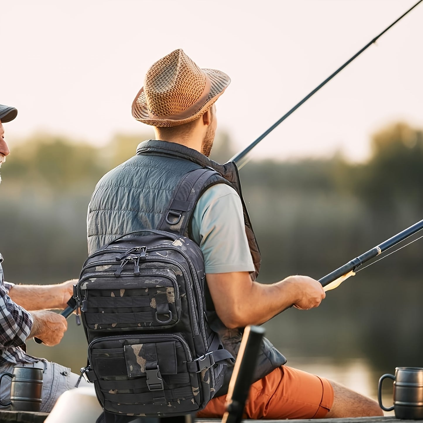 Fishing Backpack Tackle Sling Bag - Fishing Backpack with Rod Holder - Tackle Box Fly Fishing Gifts for Men Women