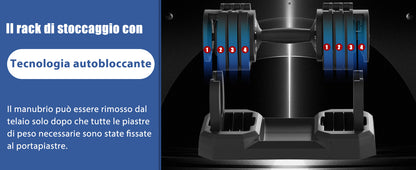 Adjustable DH Fitlife 25Kg Dumbbells from 3 to 25 Kg with Weight Rack Base, Modular Dumbbell Set with 5 Weights in 1, Space-Saving Adjustable Dumbbells for Home Workout